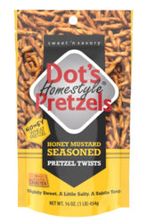 Dot's Homestyle Pretzels 7002- DP Mustard Pretzel Twists, Honey Flavor, 16 oz